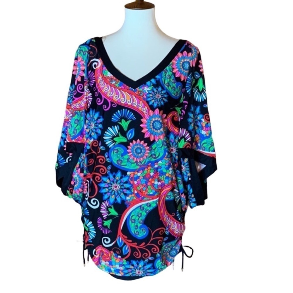 Swim Systems Collection paisley print swim coverup with ruched sides Size S / M
